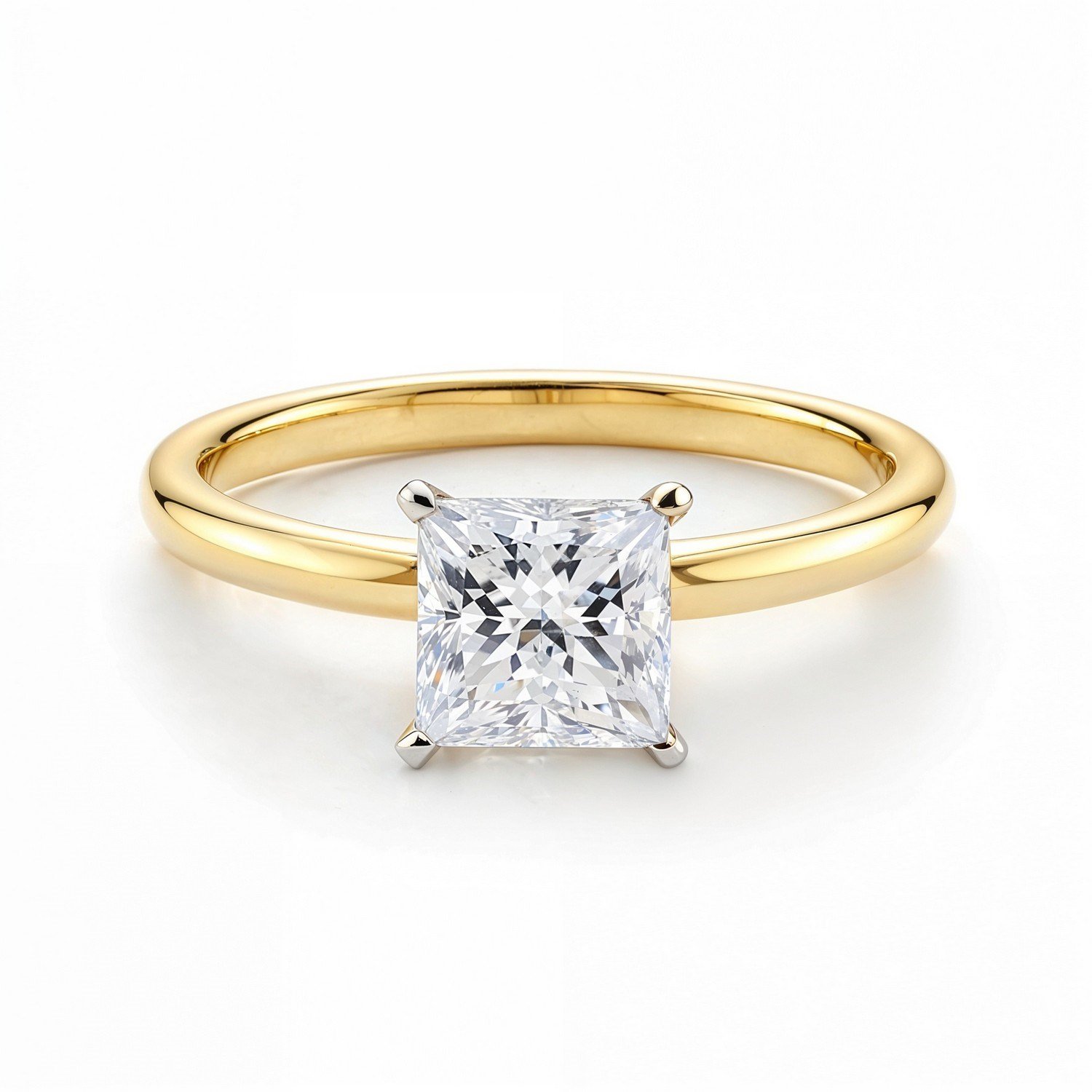 1 Carat Princess Lab Grown IGI G/VS1 Diamond Solitaire Ring in 14K Yellow Gold - Image 3