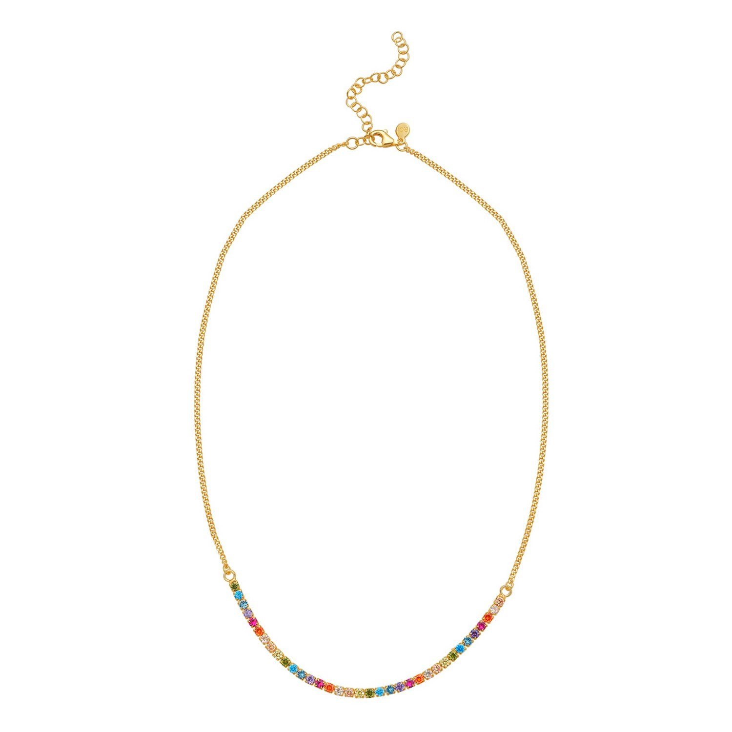 Sterling Silver Gold Plated Rainbow CZ Necklace - Image 2