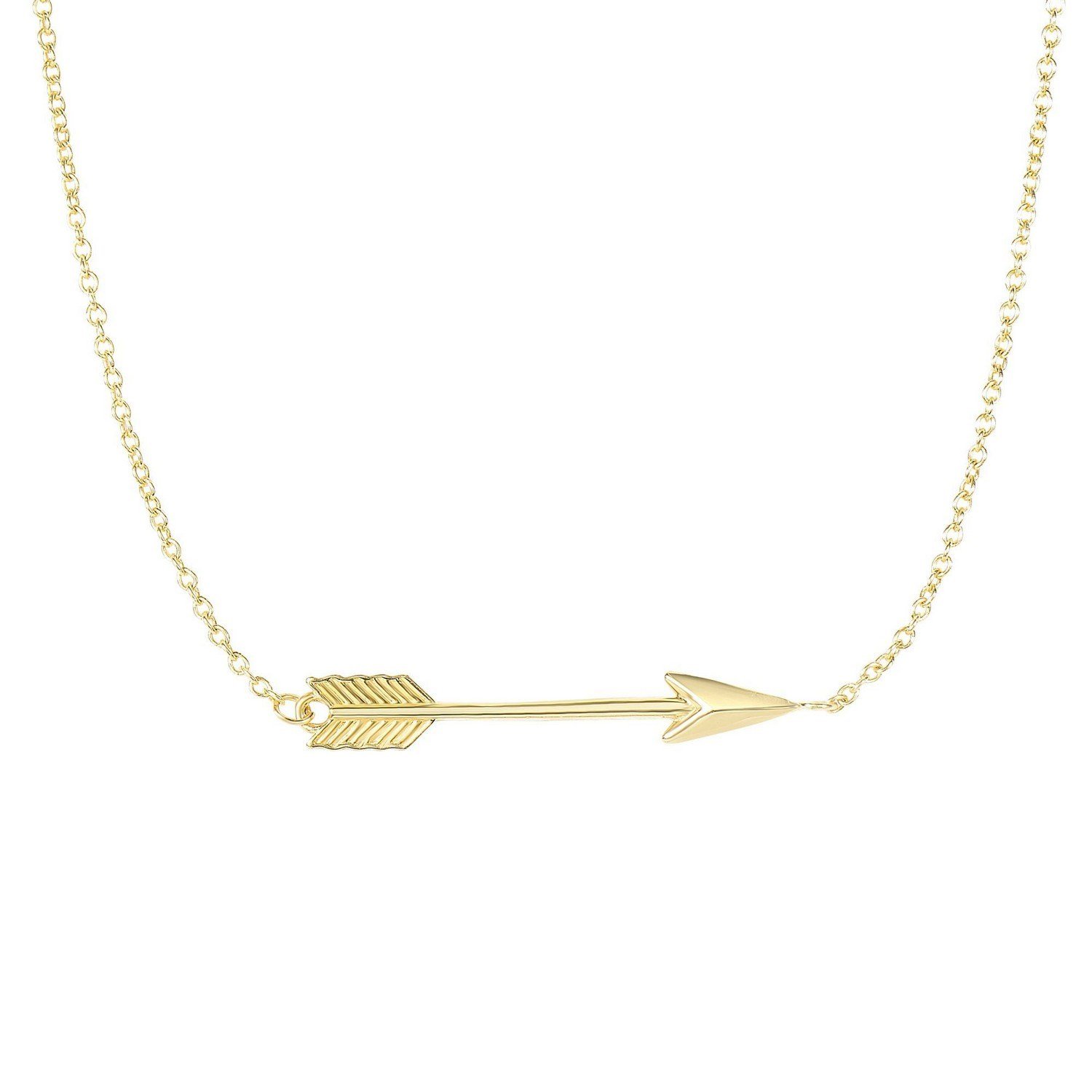 14k Yellow Gold Chain Necklace with Horizontal Arrow Pendant - Image 4