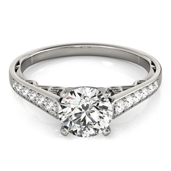 14k White Gold Cathedral Design Diamond Engagement Ring (1 1/4 cttw) - Image 2