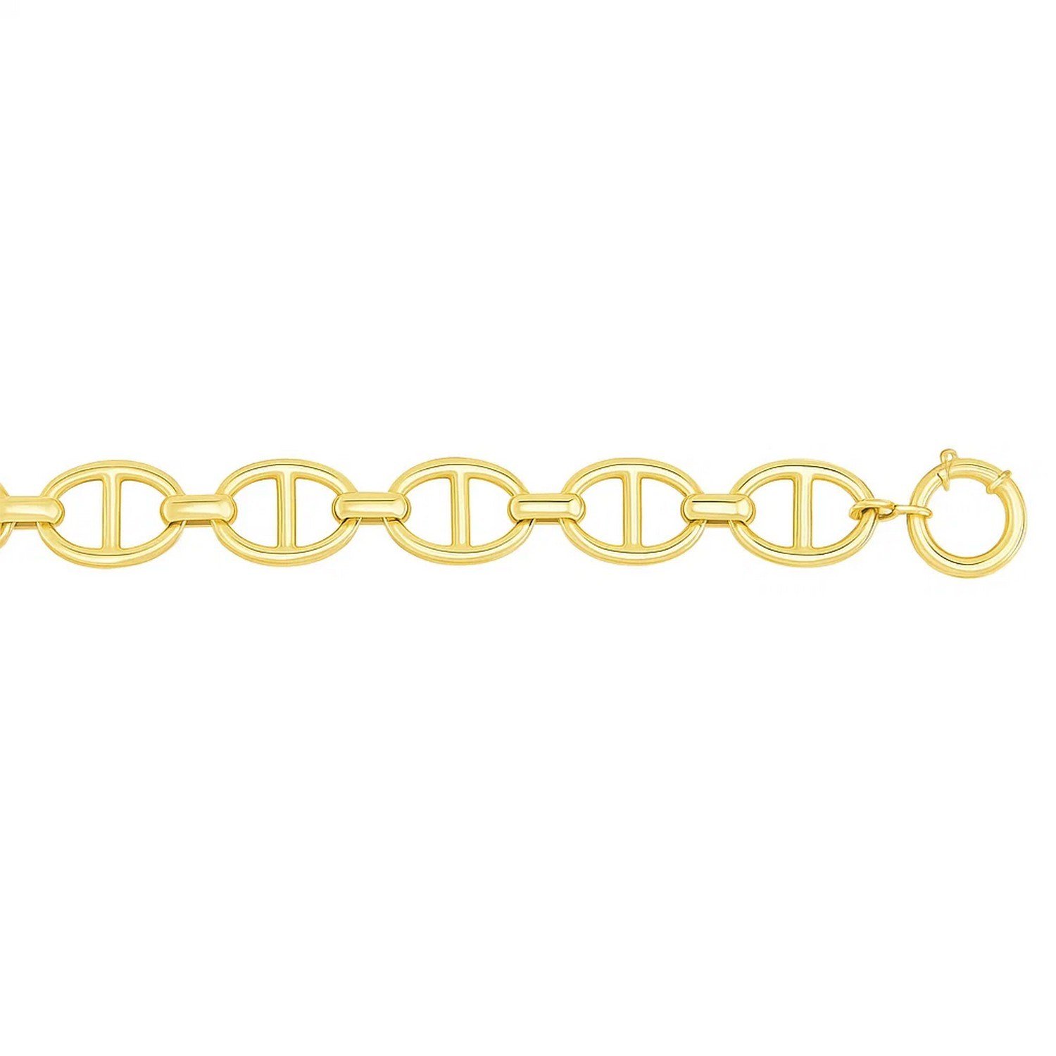 14k Yellow Gold High Polish Oval Mariner Link Necklace (13.8mm) - Image 4