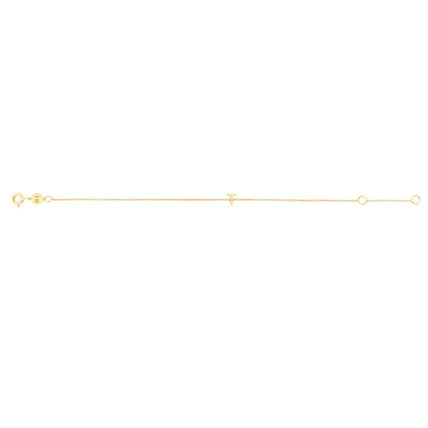 14K Yellow Gold Mini Initial T Bracelet - Image 2
