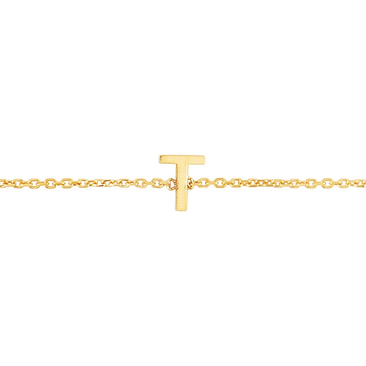 14K Yellow Gold Mini Initial T Bracelet - Image 3