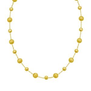 14K Yellow Gold Polished and Satin Pebble Necklace