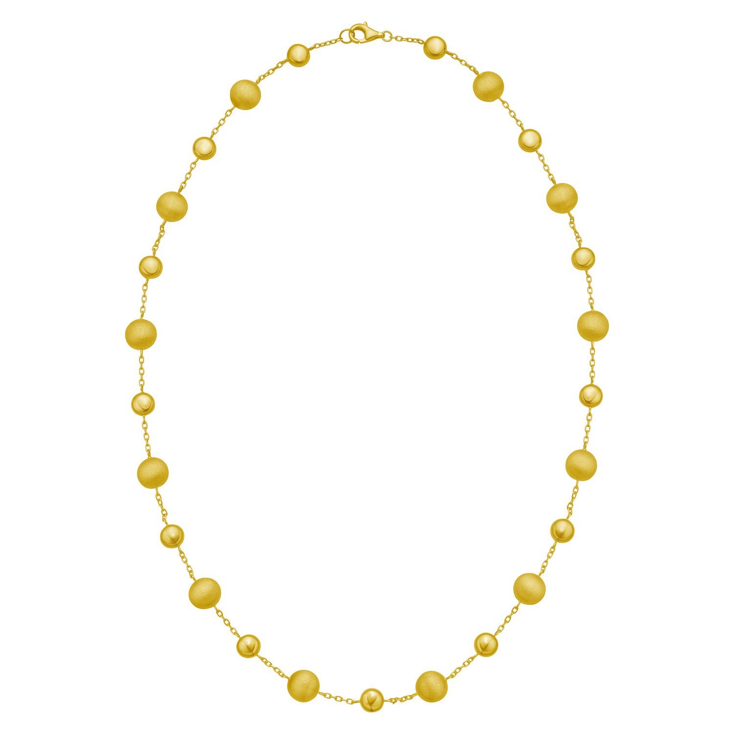 14K Yellow Gold Polished and Satin Pebble Necklace - Image 2