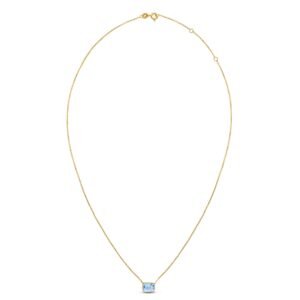 14K Yellow Gold Emerald Cut Blue Topaz Necklace
