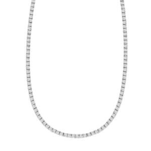 Sterling Silver Rhodium Plated CZ Tennis Necklace