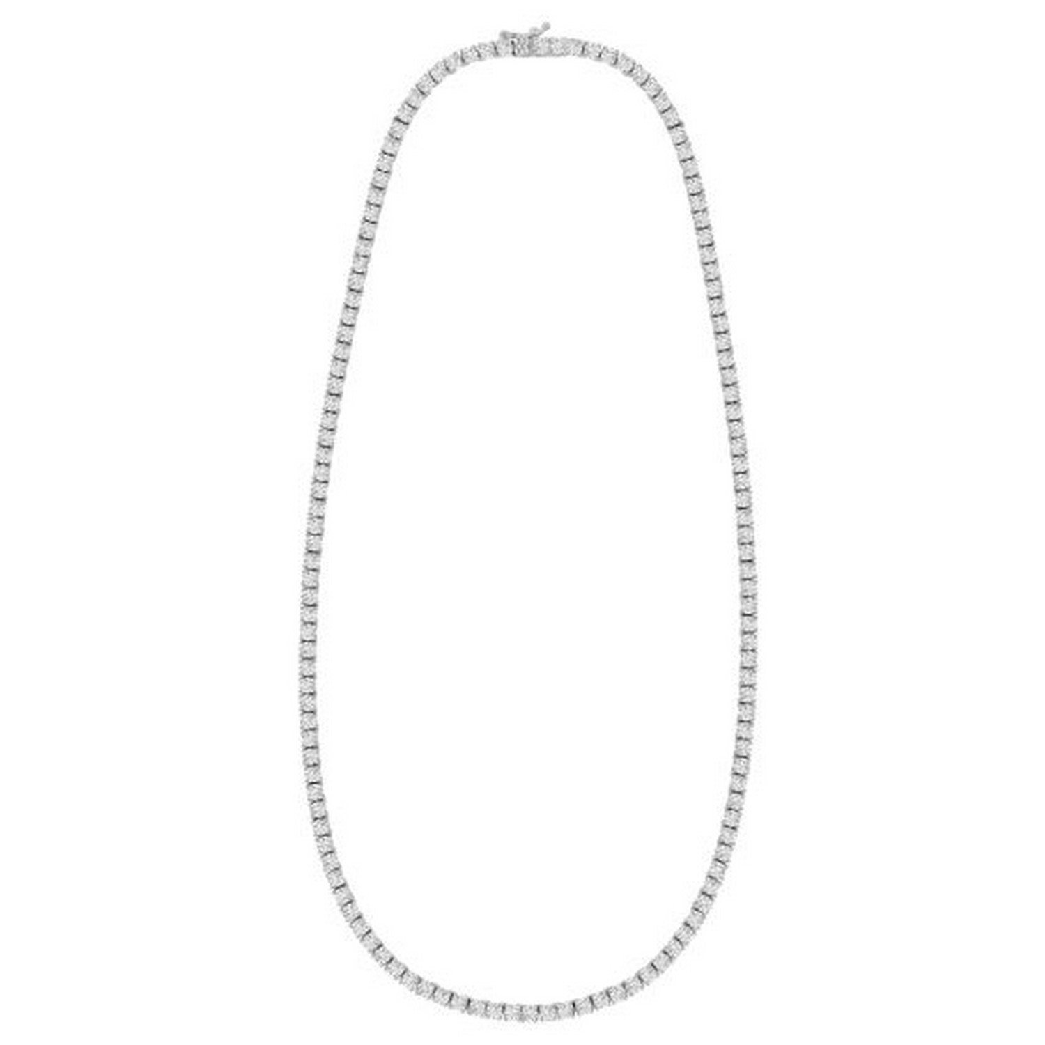 Sterling Silver Rhodium Plated CZ Tennis Necklace - Image 2
