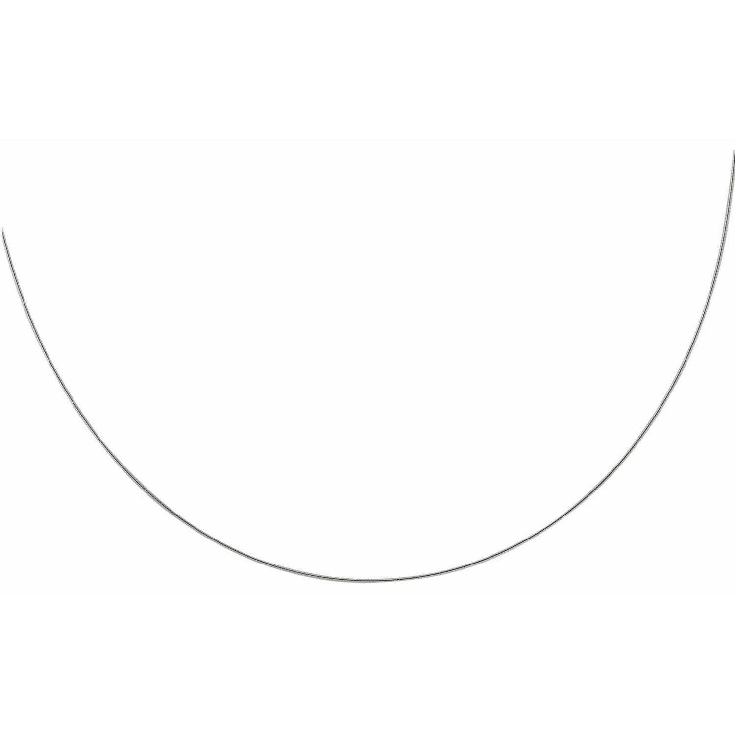 Sterling Silver Round Omega Style Chain Necklace with Rhodium Plating (1.55mm) - Image 7