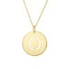 14K Yellow Gold Disc Initial O Pendant