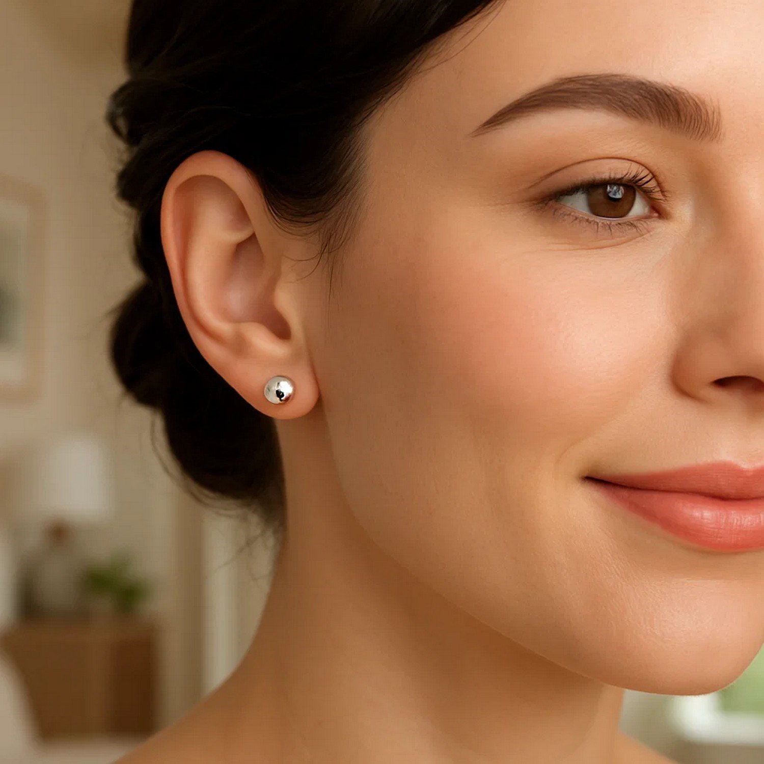 Sterling Silver Ball Stud Earrings (7.00 mm) - Image 3