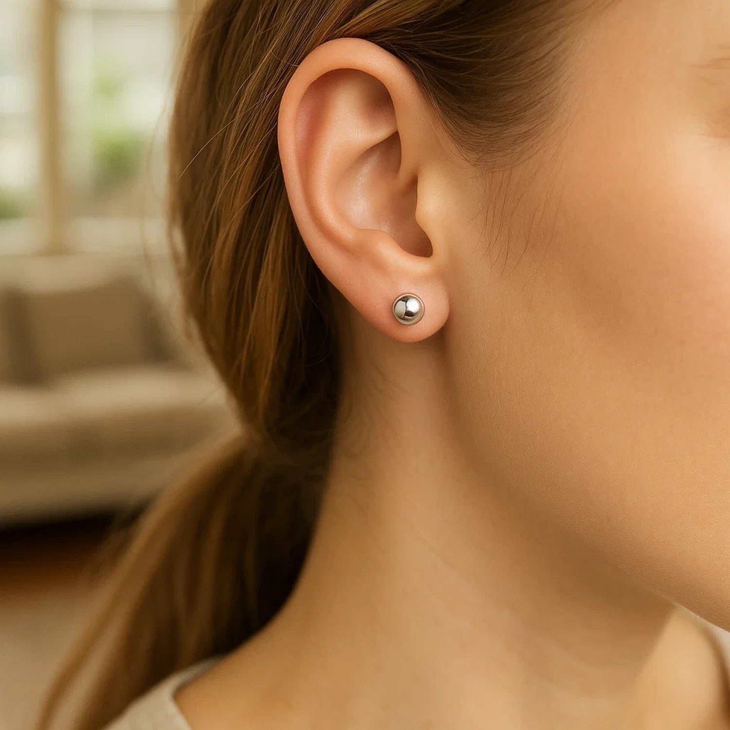 Sterling Silver Ball Stud Earrings (7.00 mm) - Image 5