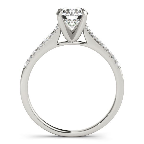 14k White Gold Single Row Scalloped Set Diamond Engagement Ring (1 1/8 cttw) - Image 2