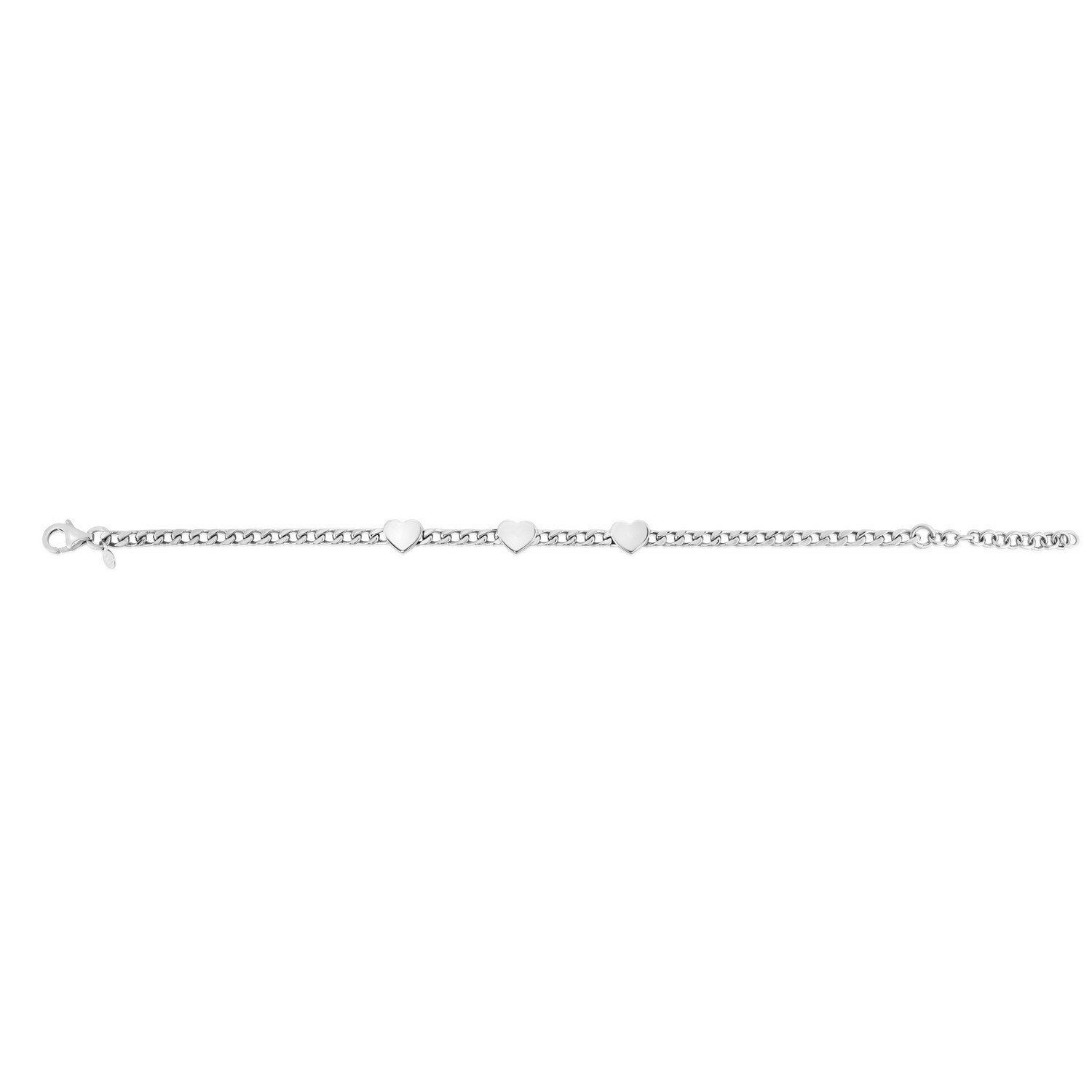 Sterling Silver Rhodium Plated Heart Chain Bracelet - Image 3