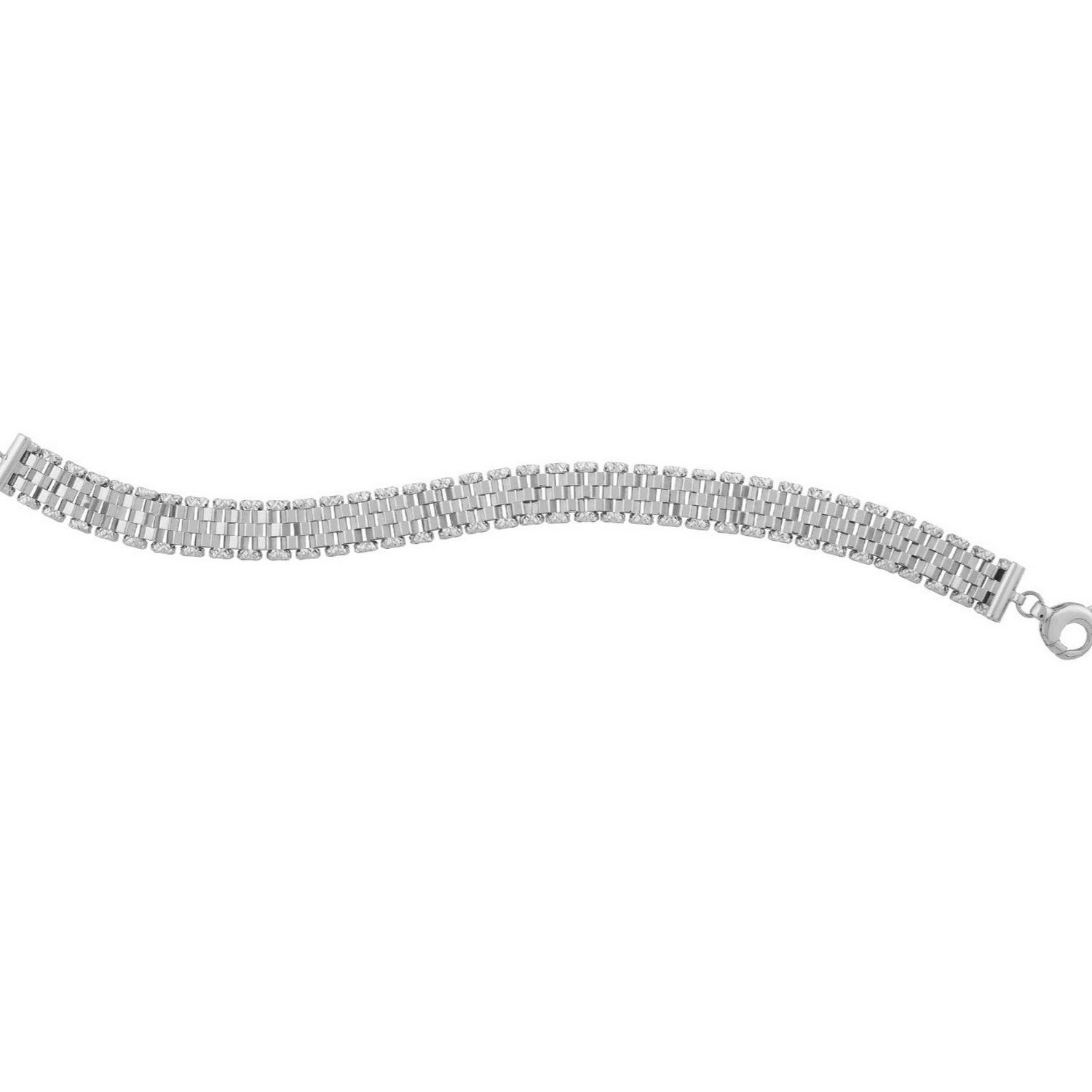 14k White Gold Faceted Panther Link Chain Bracelet - Image 2