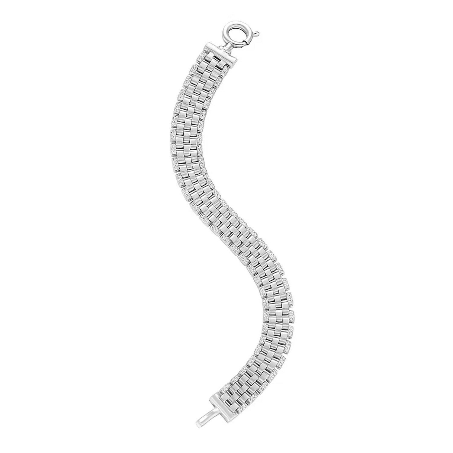 14k White Gold Faceted Panther Link Chain Bracelet - Image 3