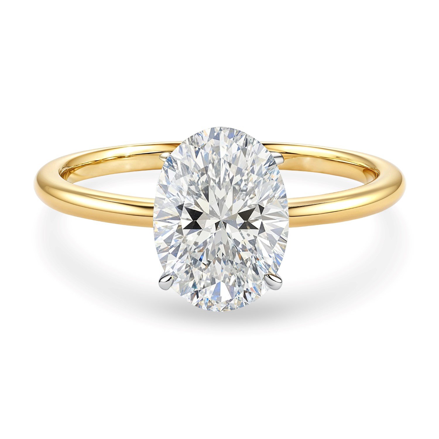 2 Carat Oval Lab Grown IGI G/VS1 Diamond Solitaire Ring in 10K Yellow Gold - Image 2
