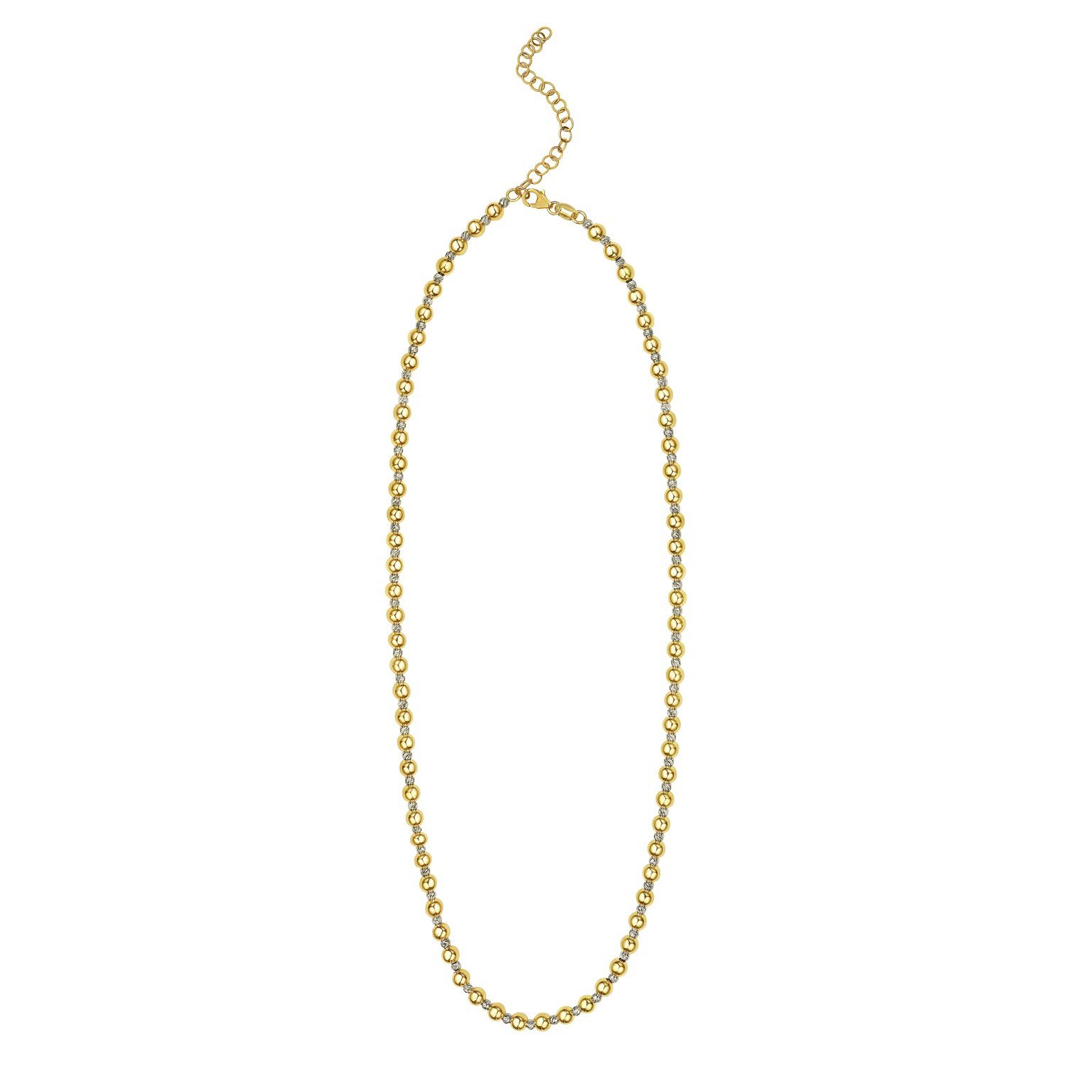 Two Tone Beaded Chain Necklace in 14K Gold - Image 2