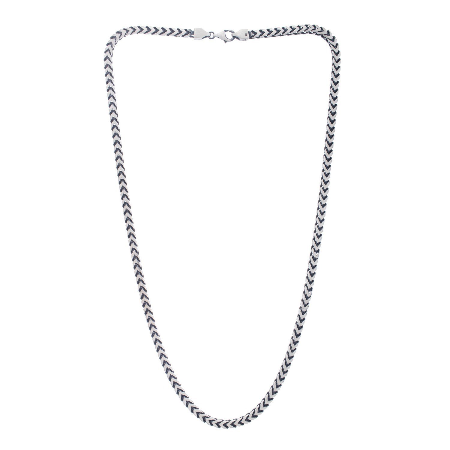 Sterling Silver Gunmetal Finish Franco Link Chain (4.60 mm) - Image 3
