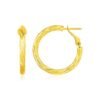14k Yellow Gold Petite Twisted Round Hoop Earrings(3x20mm)