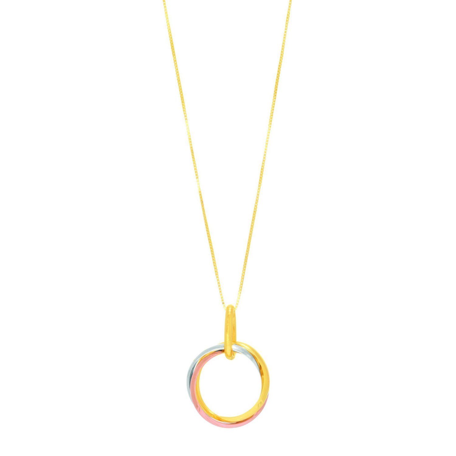 14k Tri-Color Gold Open Interlaced Ring Pendant - Image 2