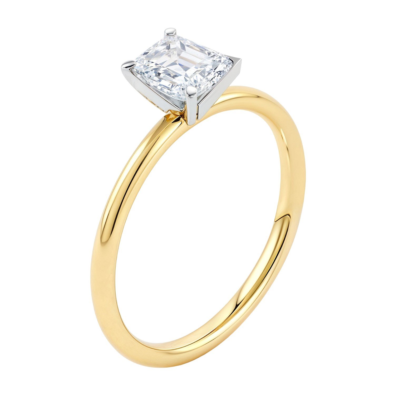 1 Carat Emerald Lab Grown IGI G/VS1 Diamond Solitaire Ring in 10K Yellow Gold - Image 2