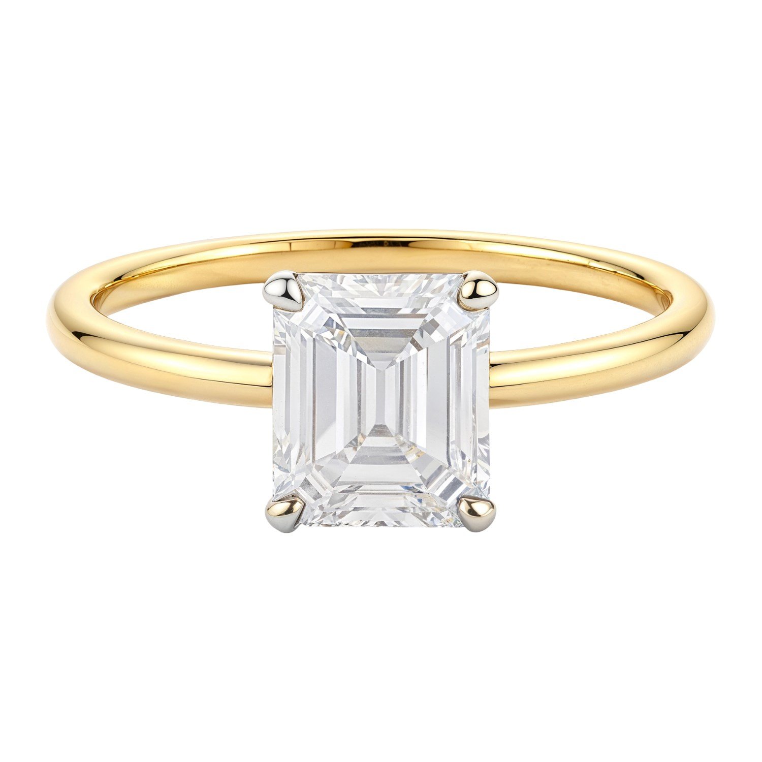 1 Carat Emerald Lab Grown IGI G/VS1 Diamond Solitaire Ring in 10K Yellow Gold - Image 3