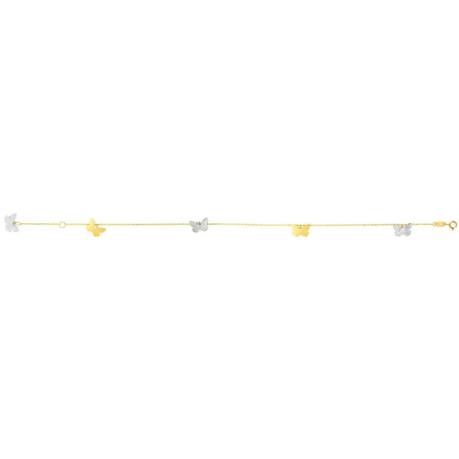 14k Two Tone Gold Anklet with Butterflies - Image 2