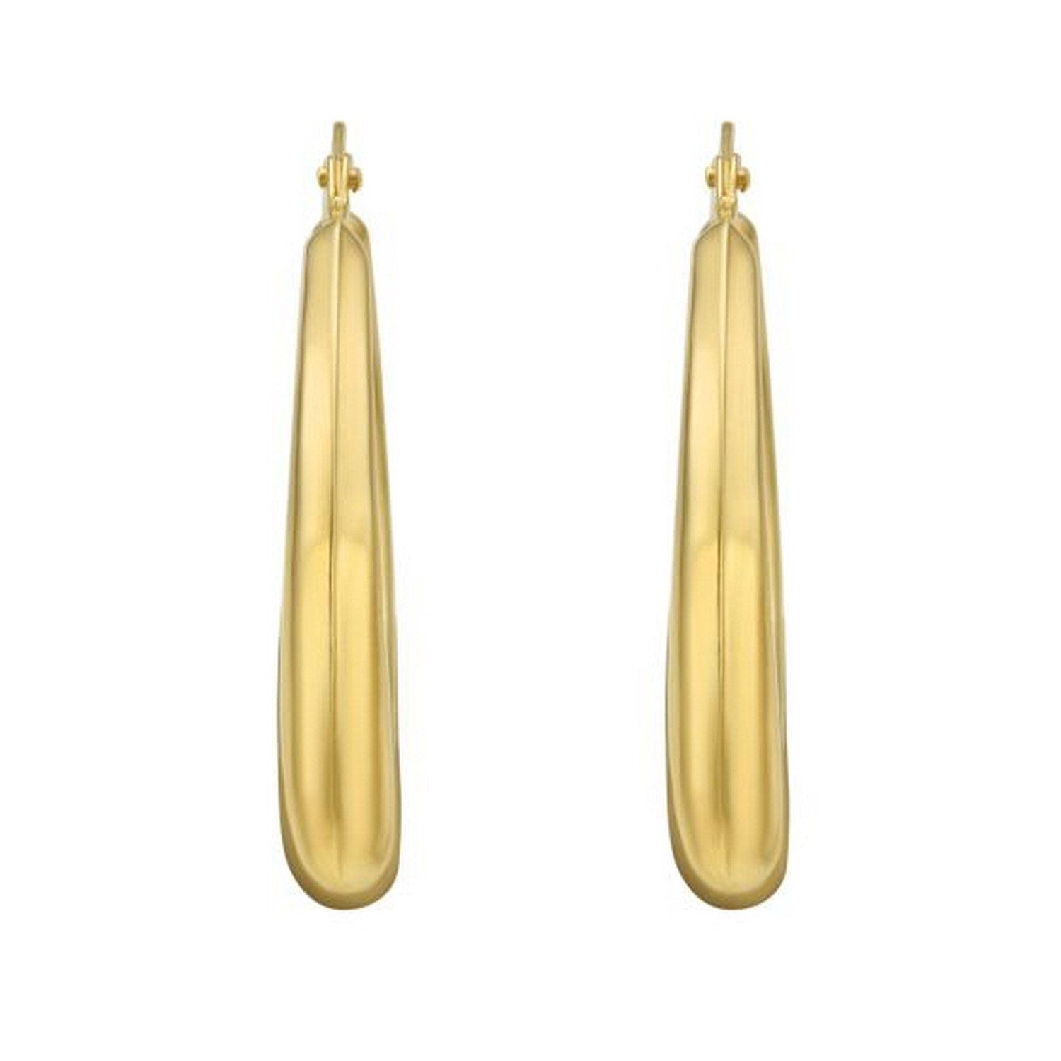 14K Yellow Gold Round Back to Back Hoop Earrings - Image 2