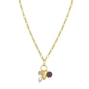 Sterling Silver Rhodium Plated Cubic Zirconia Charm Necklace