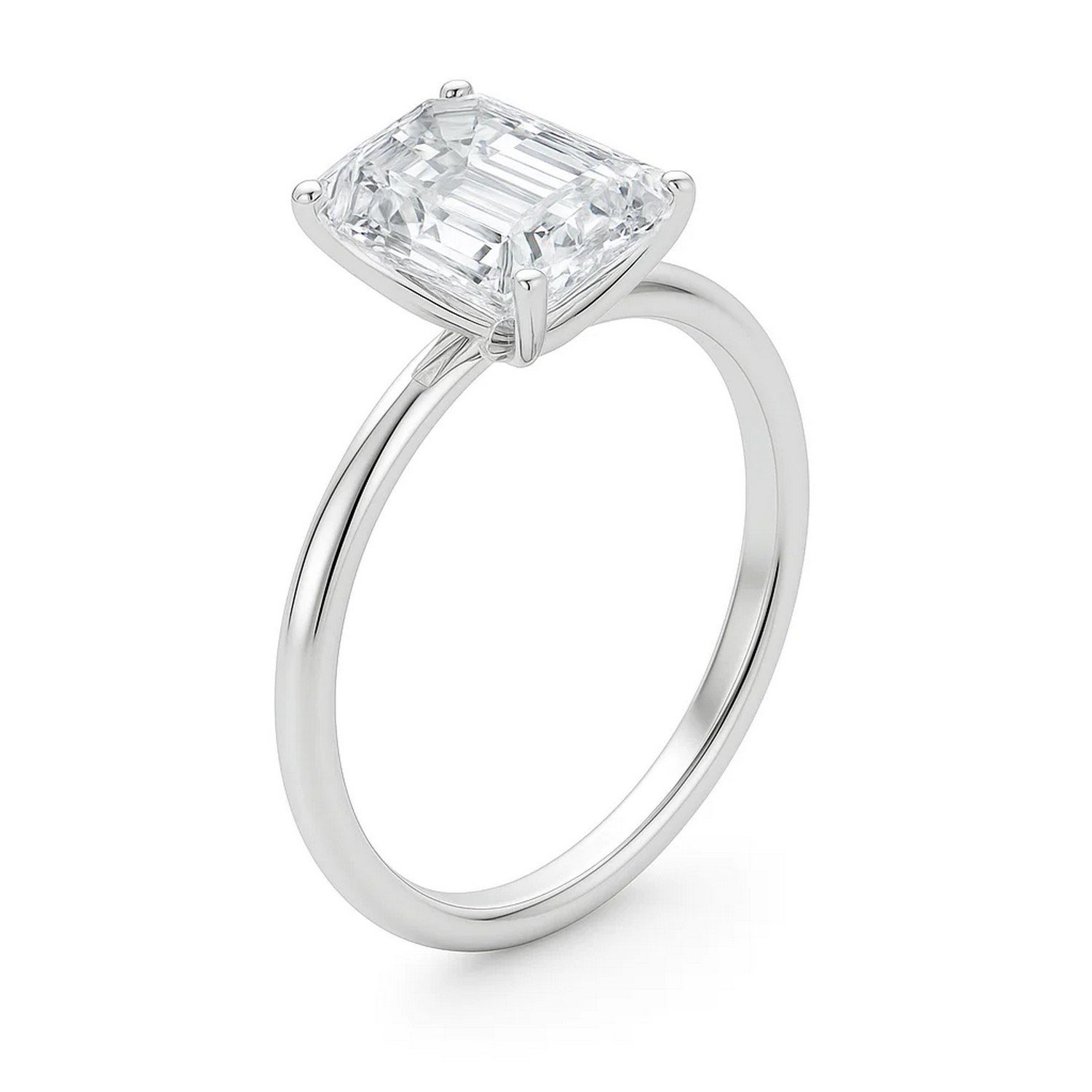 5 Carat Emerald Lab Grown IGI G/VS1 Diamond Solitaire Ring in 10K White Gold - Image 2