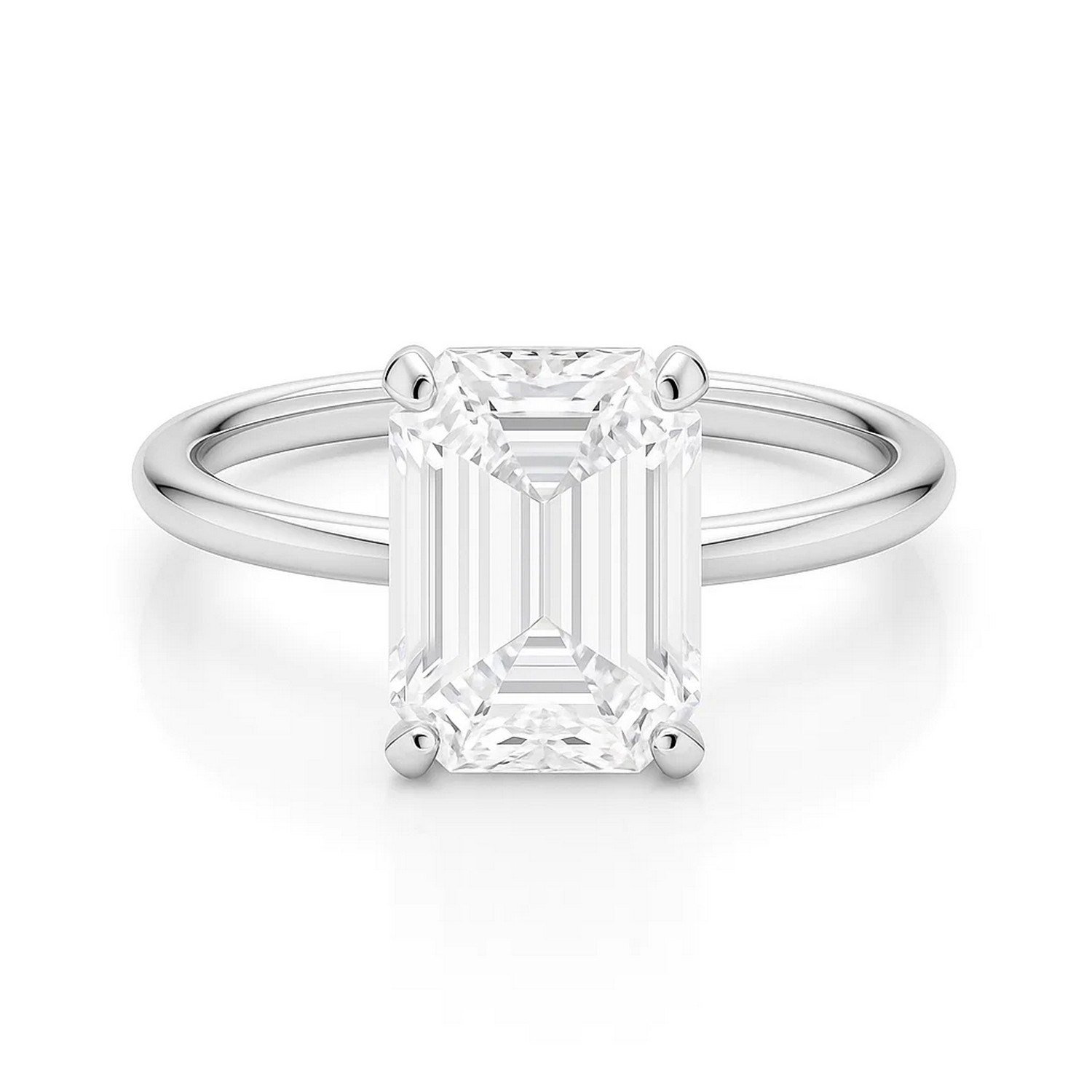 5 Carat Emerald Lab Grown IGI G/VS1 Diamond Solitaire Ring in 10K White Gold - Image 3