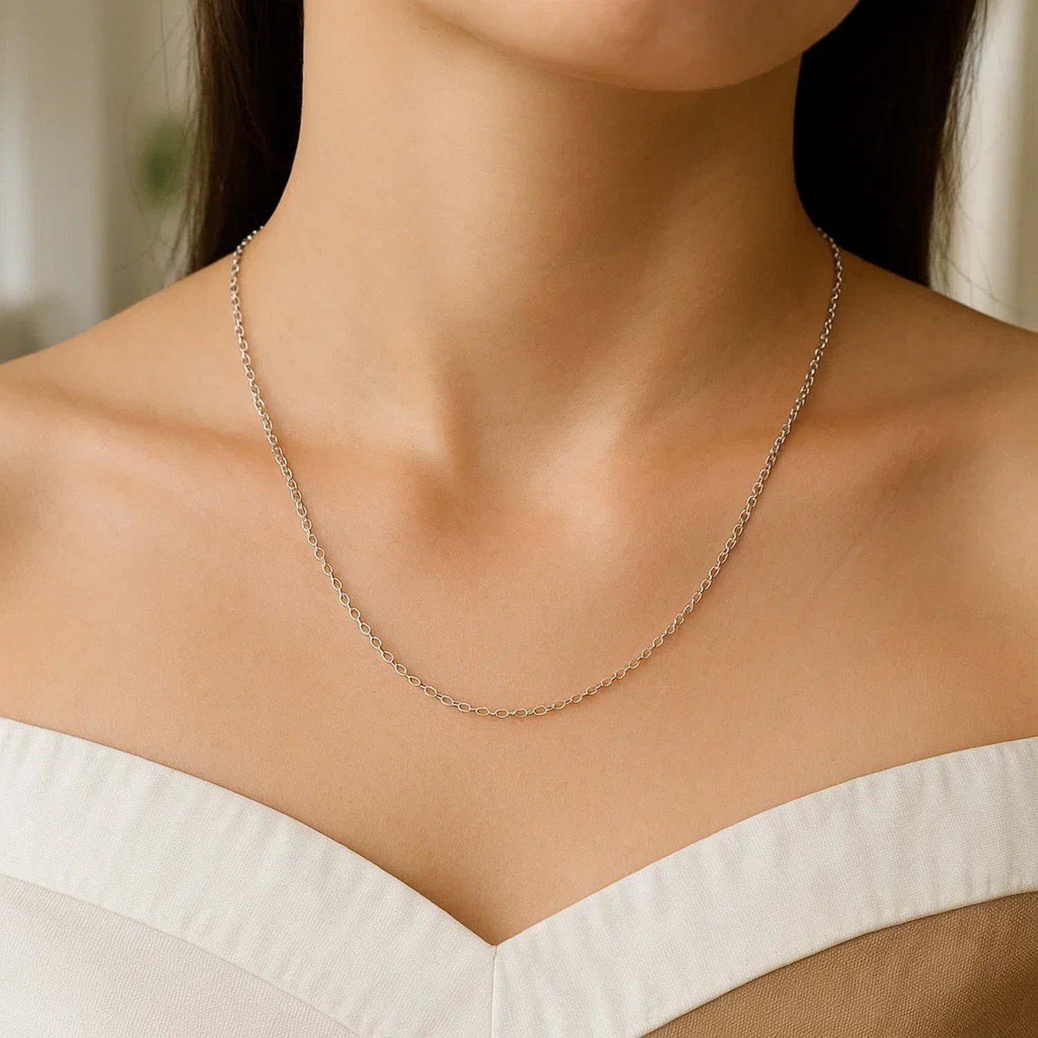 Sterling Silver Rhodium Plated Round Cable Chain (1.50 mm) - Image 7