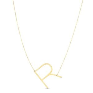 14K Yellow Gold Yours Truly Large Initial R Necklace