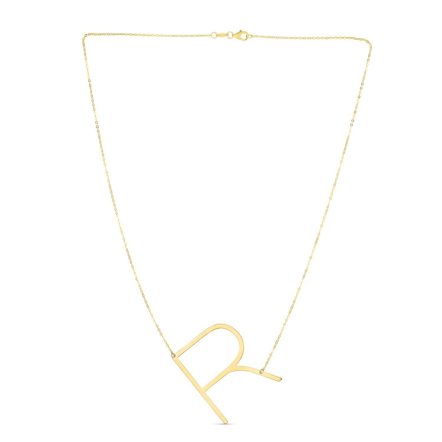 14K Yellow Gold Yours Truly Large Initial R Necklace - Image 2