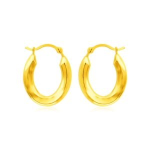 14k Yellow Gold Polished Oval Hoop Earrings