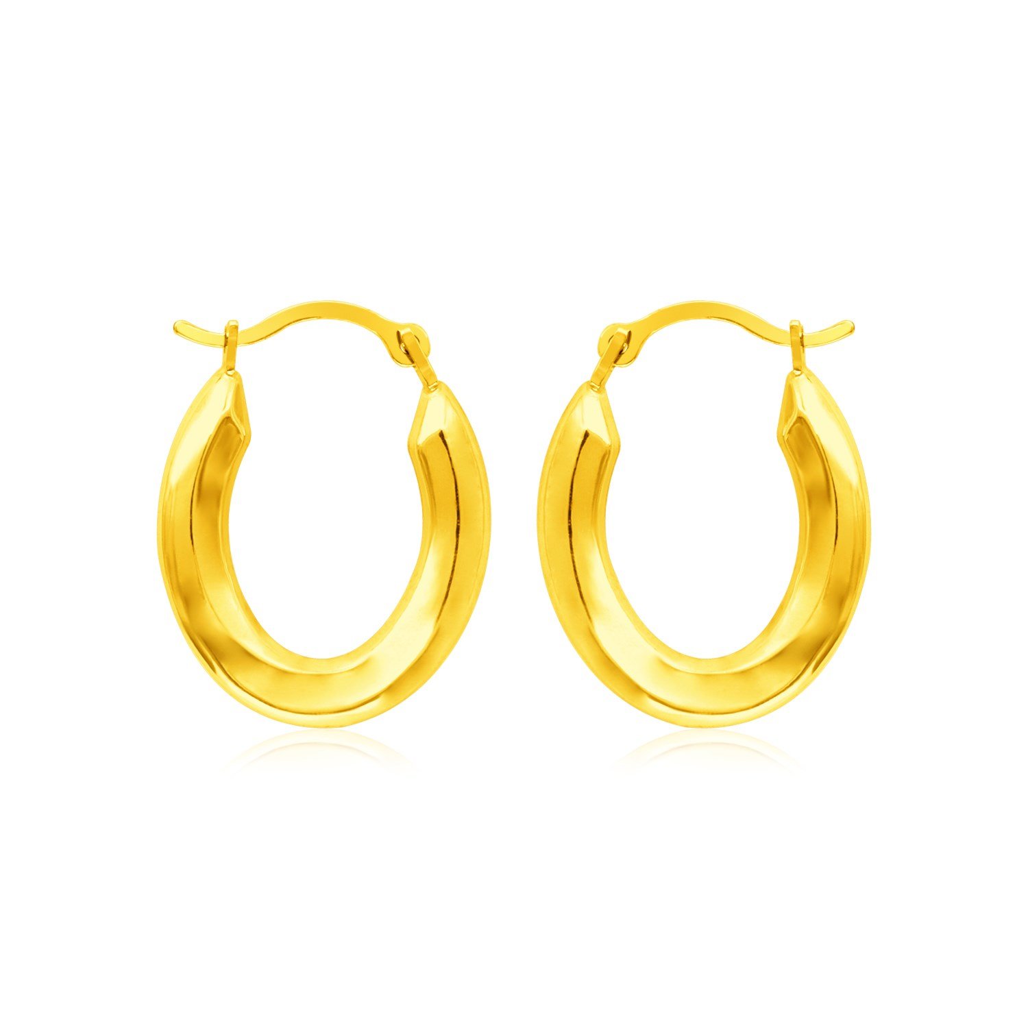 14k Yellow Gold Polished Oval Hoop Earrings