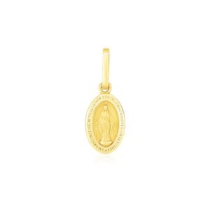 14k Yellow Gold Oval Religious Medal Pendant