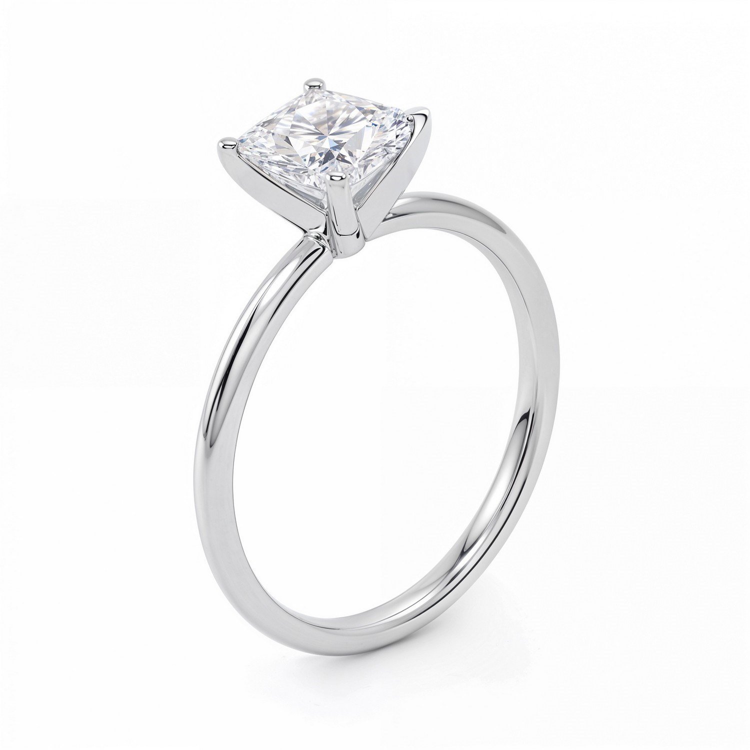 1.50Ct Princess Lab Grown IGI G/VS1 Diamond Ring in 14K White Gold - Image 2