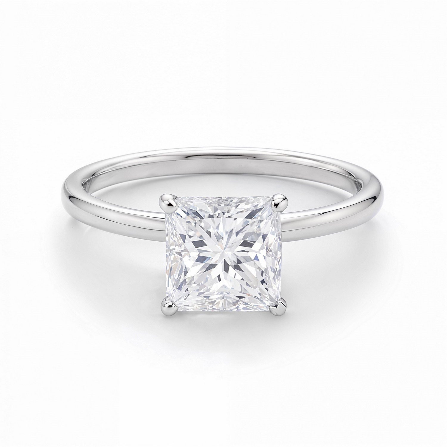 1.50Ct Princess Lab Grown IGI G/VS1 Diamond Ring in 14K White Gold - Image 3