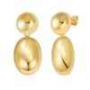 Sterling Silver Rhodium Plated Puffed Oval Double Button Drop Earrings