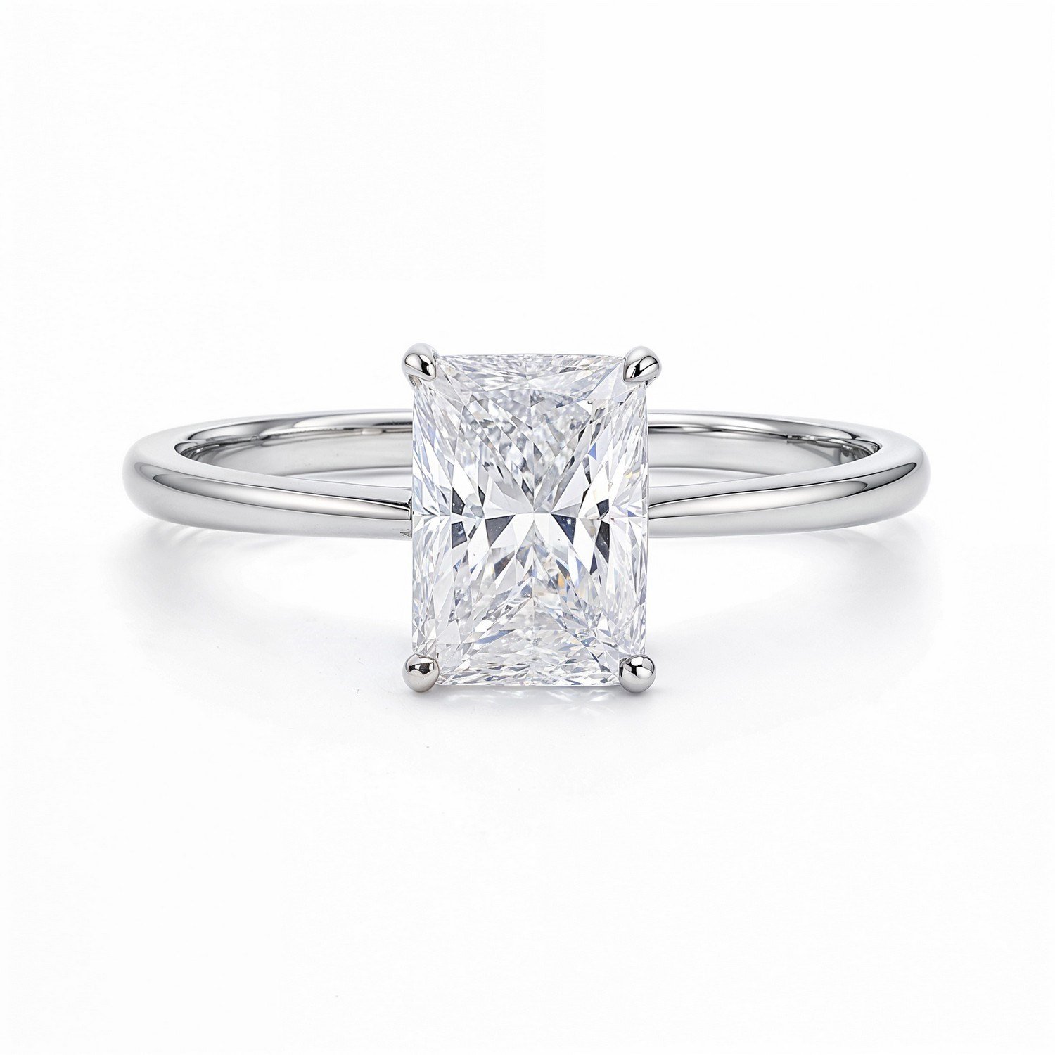 2 Carat Radiant Lab Grown IGI G/VS1 Diamond Solitaire Ring in 10K White Gold - Image 3
