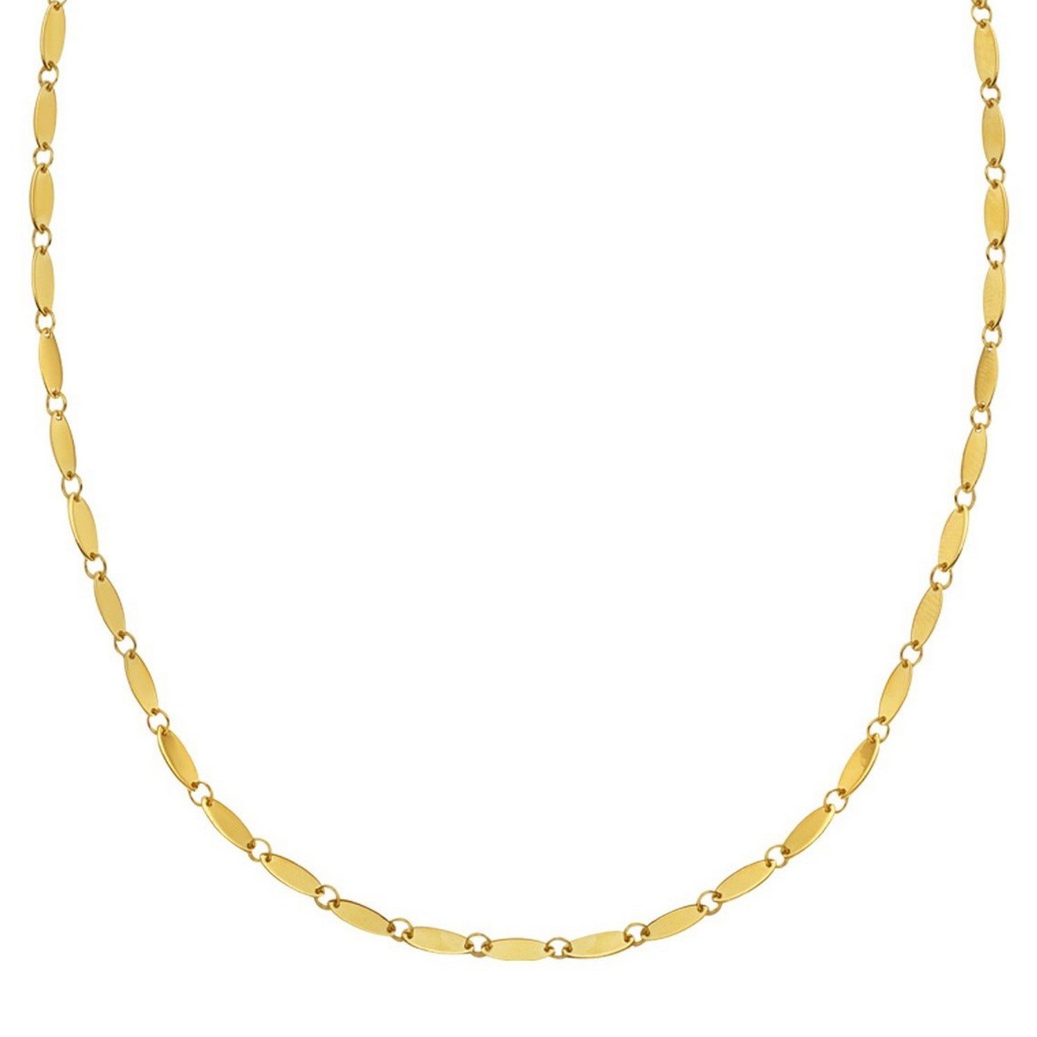 14K Yellow Gold Flat Pebble Link Necklace (2.50 mm) - Image 2