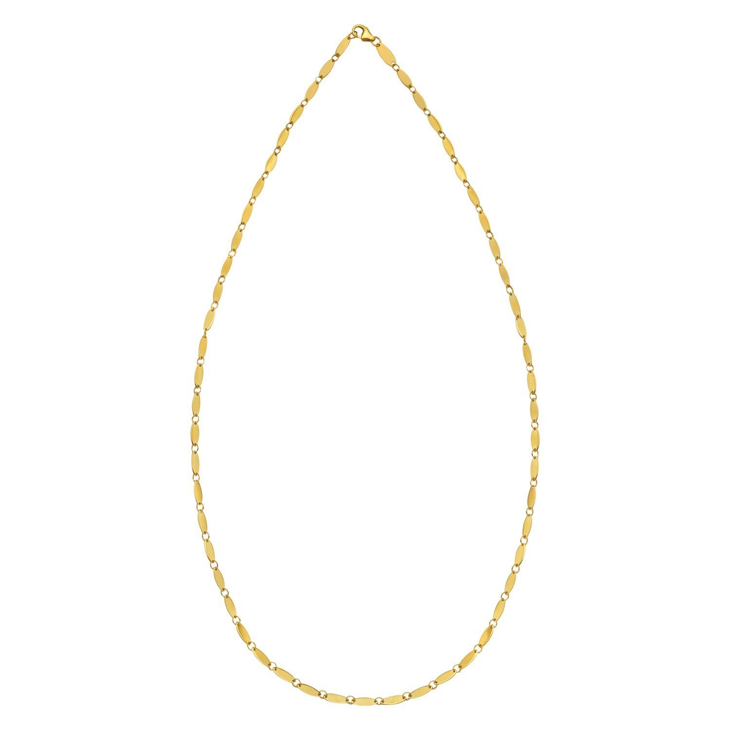14K Yellow Gold Flat Pebble Link Necklace (2.50 mm) - Image 3