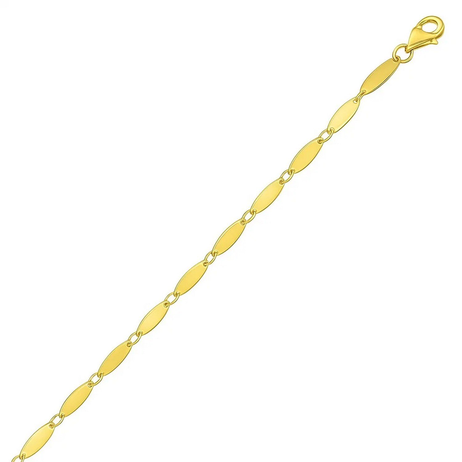 14K Yellow Gold Flat Pebble Link Necklace (2.50 mm) - Image 4
