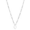 Sterling Silver Rhodium Plated Heart Padlock Figaro Necklace