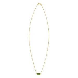 14K Yellow Gold Hexagon Malachite Pendant Necklace