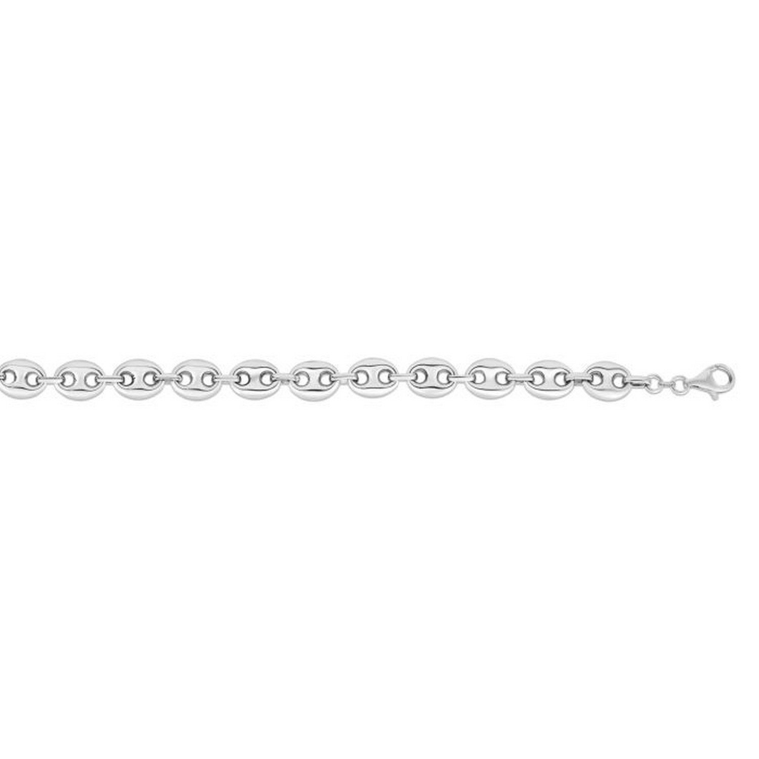 Sterling Silver Rhodium Plated Lite Puffed Mariner Chain (7.80 mm) - Image 2