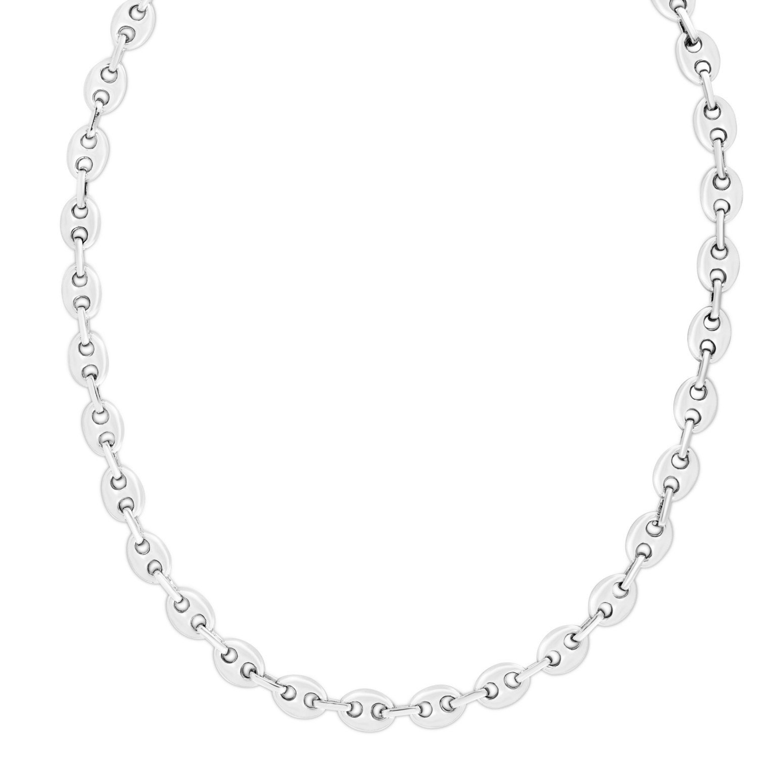 Sterling Silver Rhodium Plated Lite Puffed Mariner Chain (7.80 mm) - Image 3