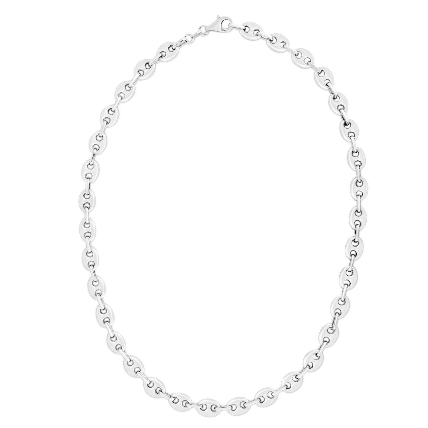Sterling Silver Rhodium Plated Lite Puffed Mariner Chain (7.80 mm) - Image 4